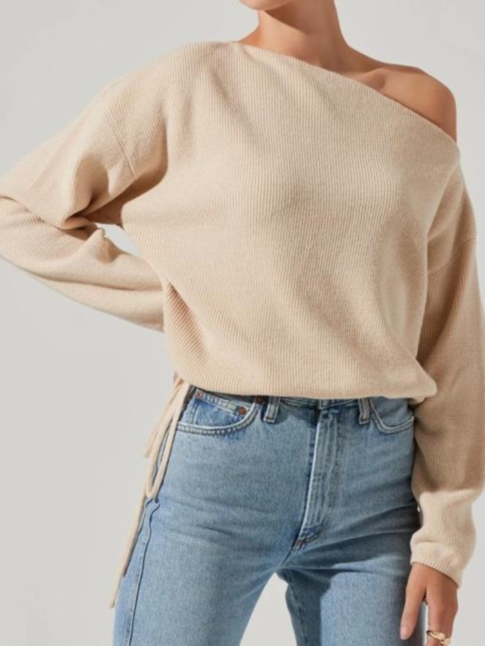 ASTR the Label Brooklyn Off-the-Shoulder Sweater in Cream - Size L